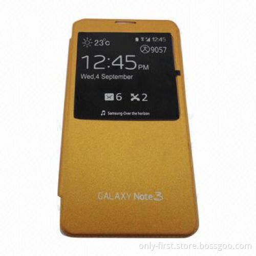 Flip Leather Mobile Phone Case for Samsung Galaxy Note 3 N9000, Windows Smart View Clear